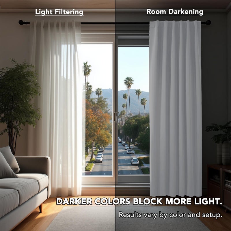 Deconovo Room Darkening Curtains for Living Room, Pure White Light Filtering Thermal Drapes 63 Inches Long, Back Tab and Rod Pocket Window Curtains, 52W x 63L Inch, 2 Panels - Image 3